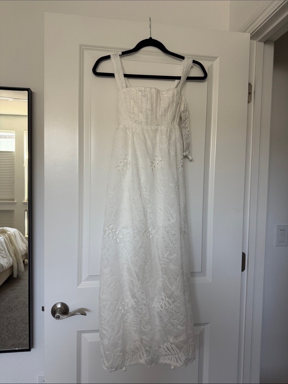 Farm Rio White Lace Maxi Dress with Square Neck Size Small